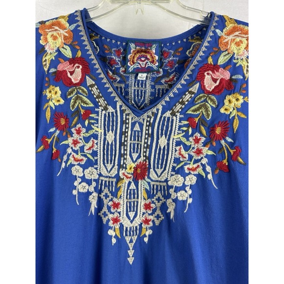 Johnny Was IZORA Knit Drape Embroidered Cotton Top Sz S Boho Festival - Picture 4 of 9